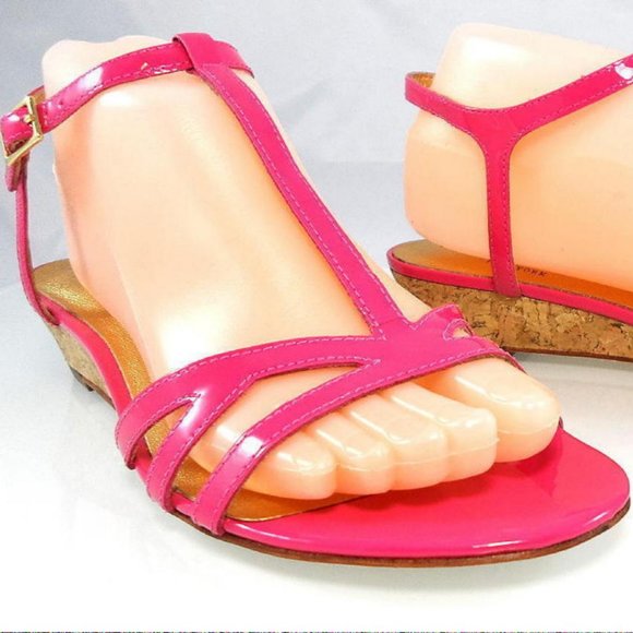 NIB$248 KATE SPADE NY CORK LOW WEDGE T-STRAP LEATHER Strappy Comfy SANDALS 7.5 - Picture 8 of 8